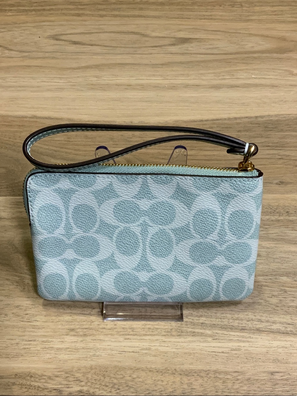 Coach Pale Blue Signature Wristlet - Picture 2 of 5